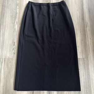 Vintage BP Made In Italy 100% Merino Wool Black Midi Skirt Pull On Size Large